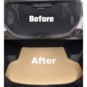 7D Car Trunk/Boot/Dicky PU Leatherette Mat for Etios Cross  - Beige